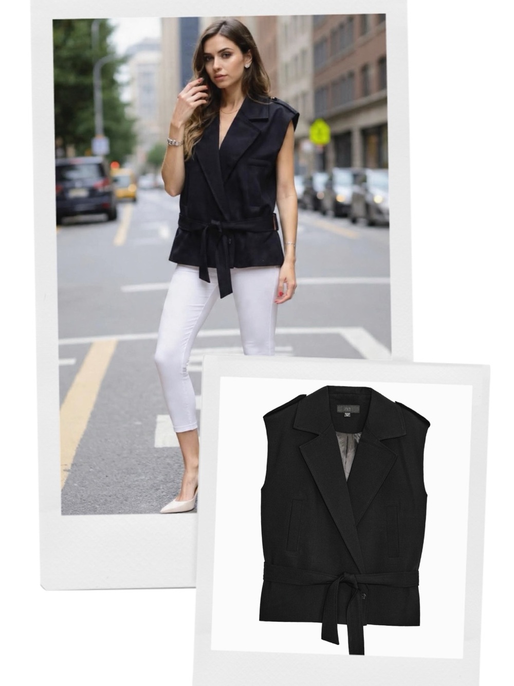 ZARA oversized vest with shoulder pads and belt